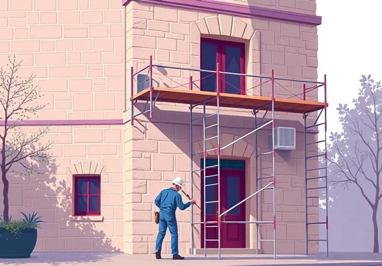 Ravalement de façade en pierre, nettoyage et application d'enduit